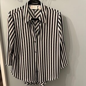 Chico's Monochrome Striped Button Down Shirt